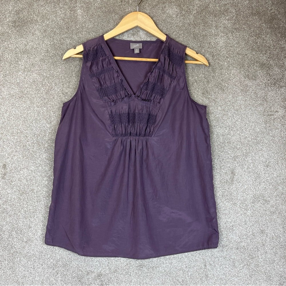 J Jill Tank Top Womens Medium Petite Purple Silk Blend Pullover Lightweight-3986